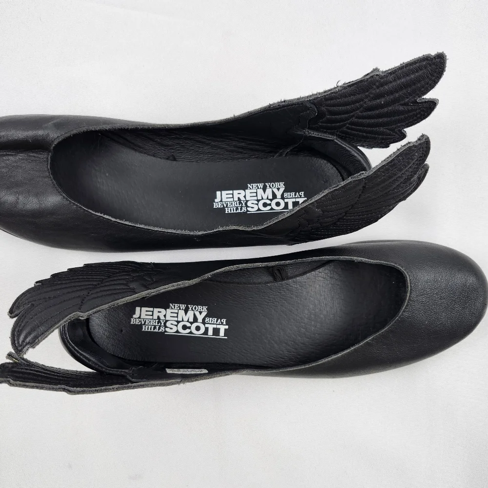 Jeremy Scott x Adidas Winged Ballet Flats Black Leather Size 9 - Picture 5 of 9